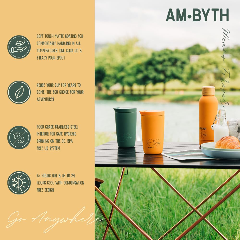 Insulated Travel Cup | 360ml One-Click Mug | AM·BYTH by Perevor