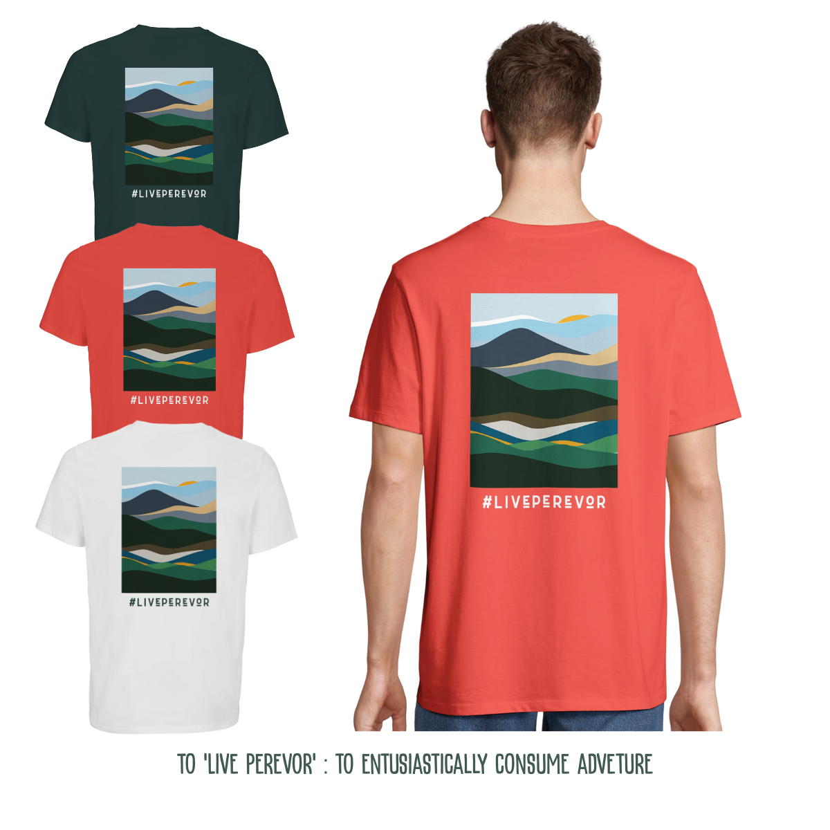 Personalised Eco Gift Travel T-Shirt | Abstract Mountain Print | Vanlife & Family Adventure Clothing | #LivePerevor | Vanlife gift Idea