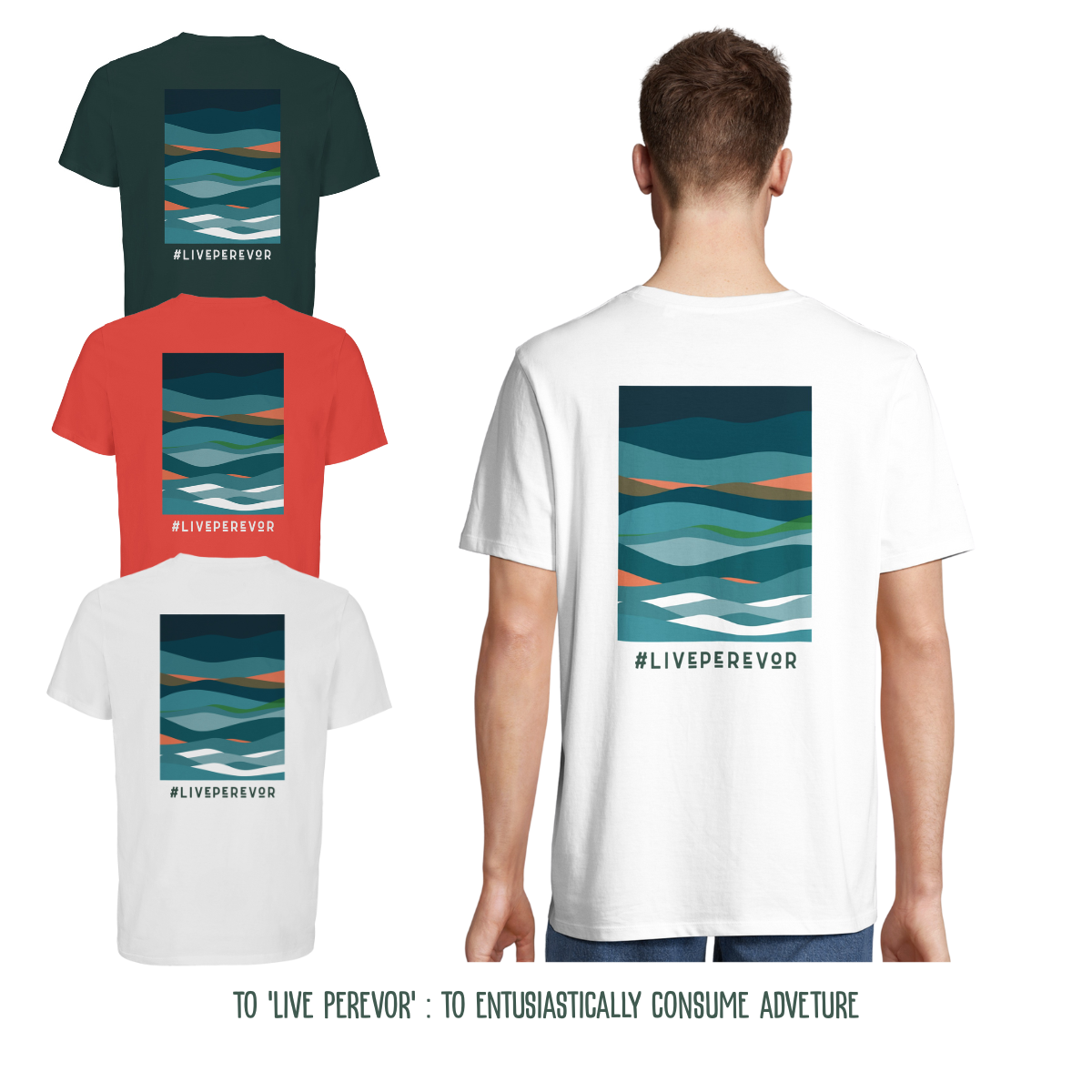 Personalised Eco Gift Travel T-Shirt | Abstract Ocean Print | Vanlife & Family Adventure Clothing | #LivePerevor | Vanlife gift Idea
