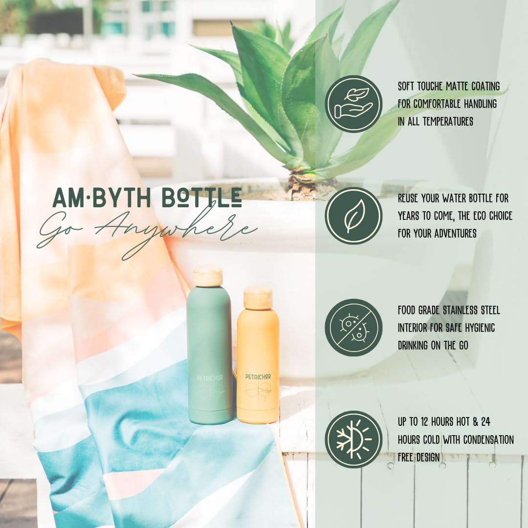 Thermal Water Bottle 500ml | Leakproof Soft Matte Finish | AM·BYTH by Perevor