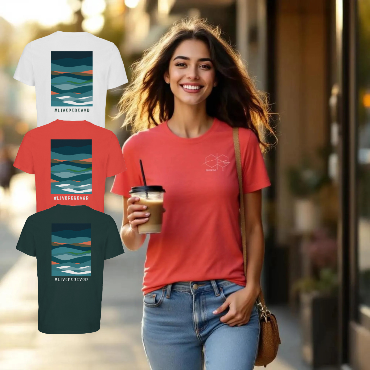 Personalised Eco Gift Travel T-Shirt | Abstract Ocean Print | Vanlife & Family Adventure Clothing | #LivePerevor | Vanlife gift Idea