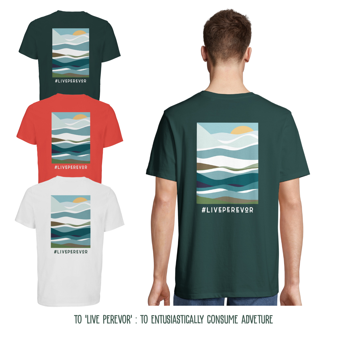Personalised Eco Gift Travel T-Shirt | Abstract Wilderness Print | Vanlife & Family Adventure Clothing | #LivePerevor | Vanlife gift Idea