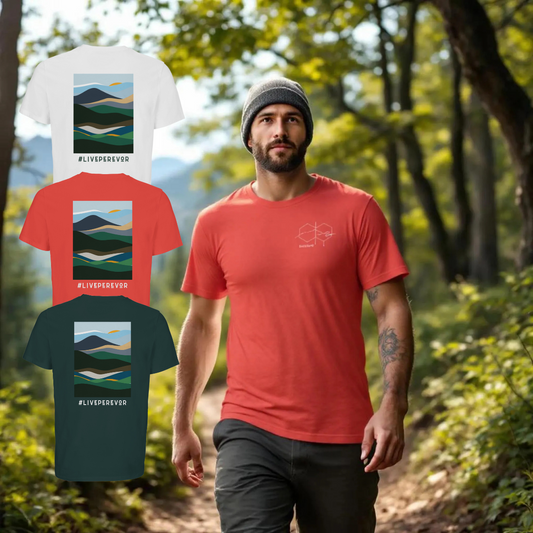 Personalised Eco Gift Travel T-Shirt | Abstract Mountain Print | Vanlife & Family Adventure Clothing | #LivePerevor | Vanlife gift Idea