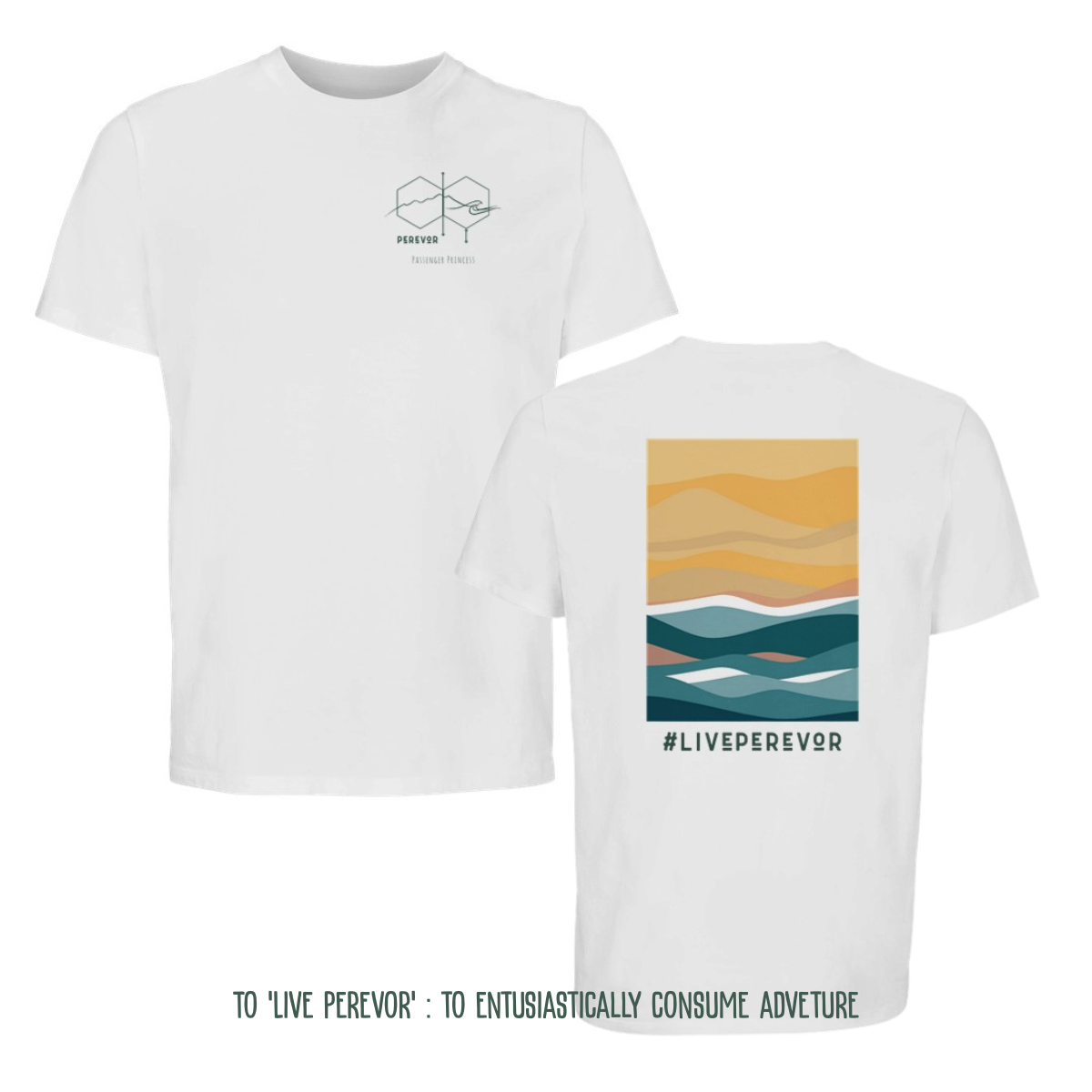 Personalised Eco Gift Travel T-Shirt | Abstract Nature Back Print | Vanlife & Family Adventure Clothing | #LivePerevor | Vanlife gift Idea