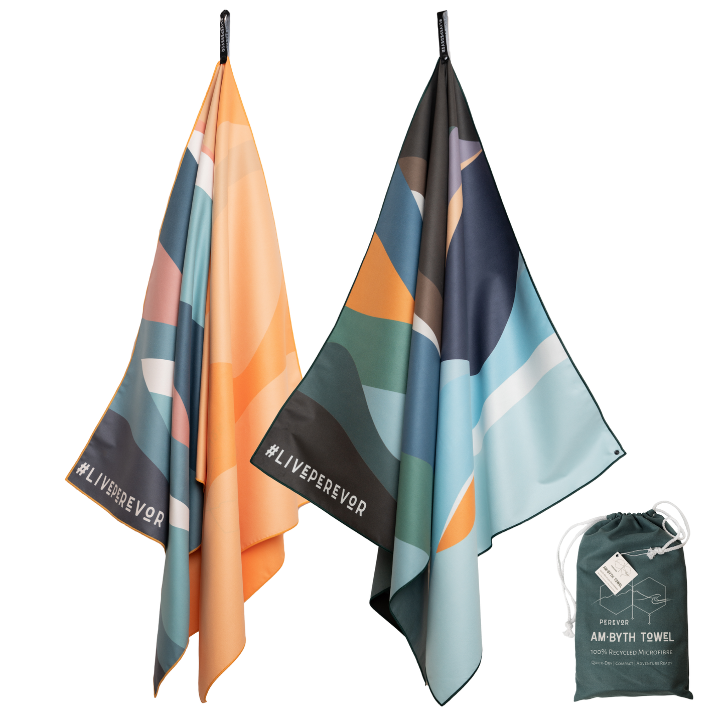 Am·Byth Quick-Dry Microfibre Towel – Lightweight, Compact Travel, Beach, Gym & Camping Towel – Fast Drying & Super Absorbent XL size - Mountains