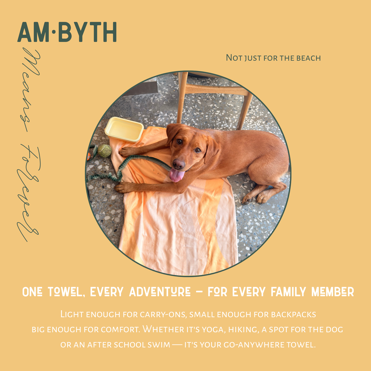 Am·Byth Quick-Dry Microfibre Towel – Lightweight, Compact Travel, Beach, Gym & Camping Towel – Fast Drying & Super Absorbent XL size - Mountains