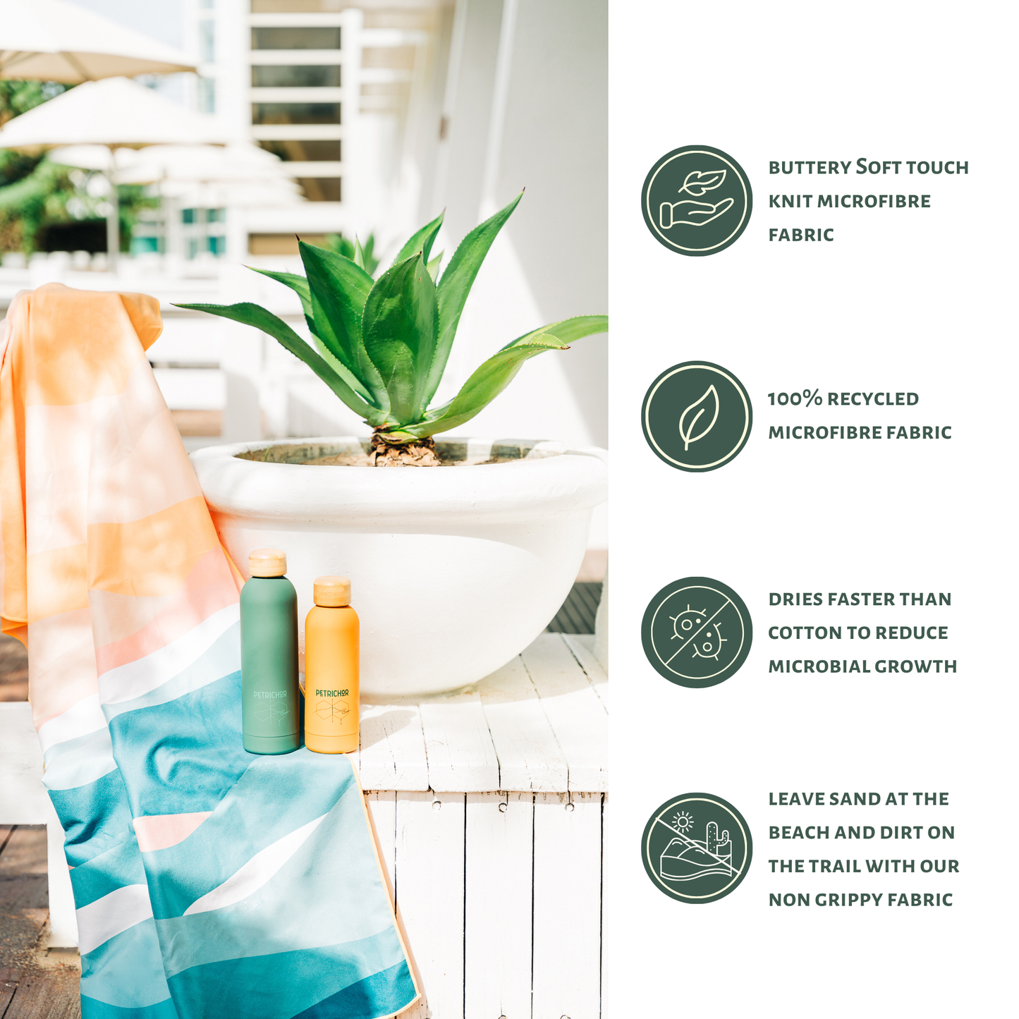 Am·Byth Quick-Dry Microfibre Towel – Lightweight, Compact Travel, Beach, Gym & Camping Towel – Fast Drying & Super Absorbent XL size - Mountains