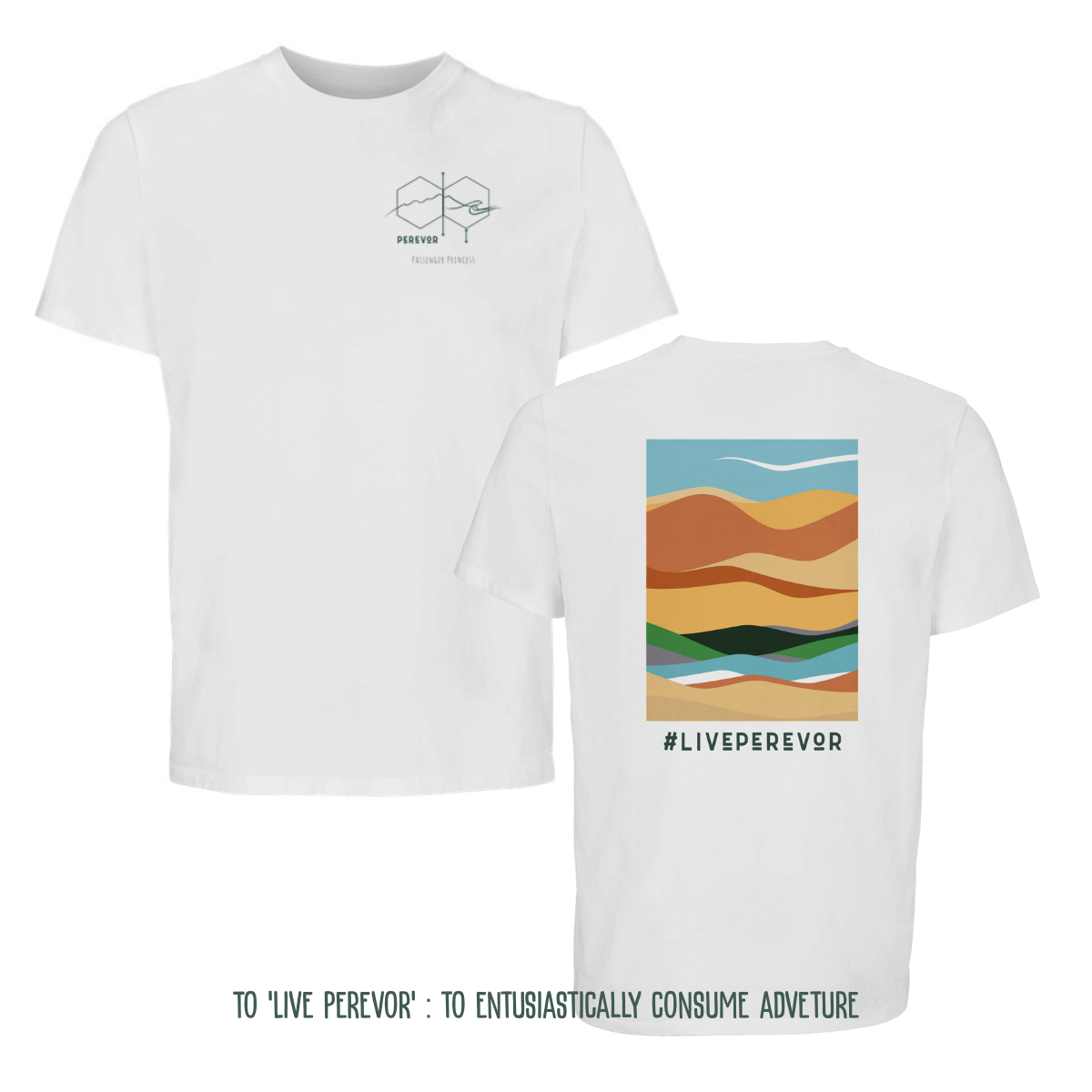 Personalised Eco Gift Travel T-Shirt | Abstract Desert Print | Vanlife & Family Adventure Clothing | #LivePerevor | Vanlife gift Idea