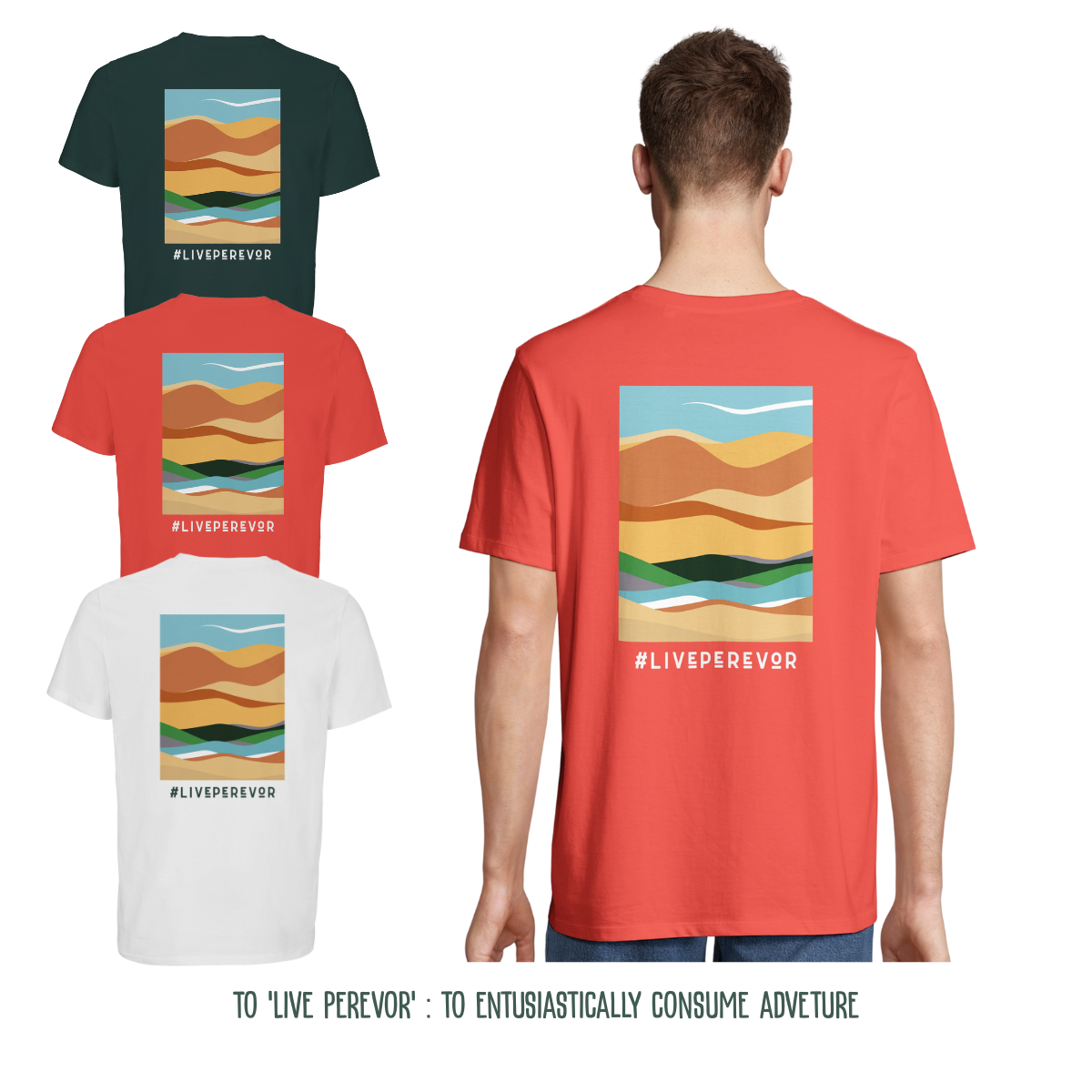 Personalised Eco Gift Travel T-Shirt | Abstract Desert Print | Vanlife & Family Adventure Clothing | #LivePerevor | Vanlife gift Idea