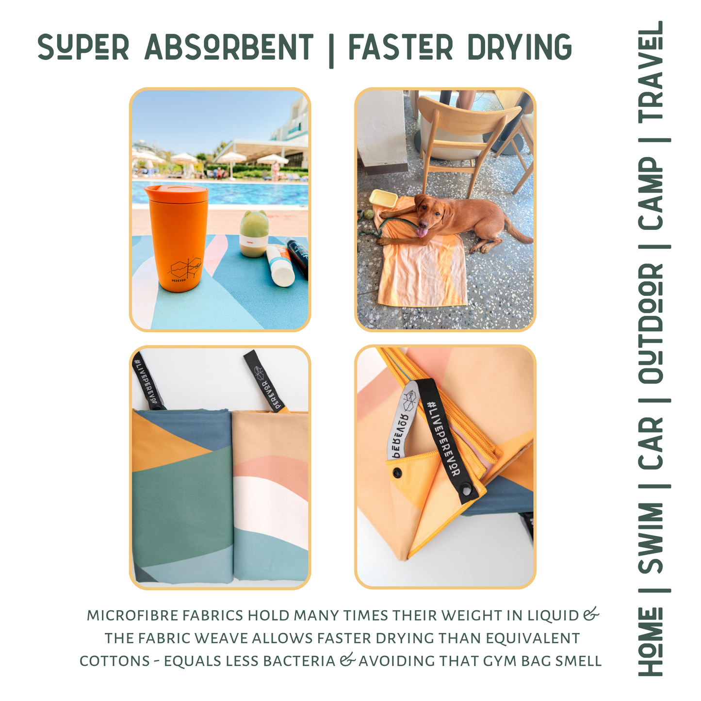 Am·Byth Quick-Dry Microfibre Towel – Lightweight, Compact Travel, Beach, Gym & Camping Towel – Fast Drying & Super Absorbent XL size - Mountains