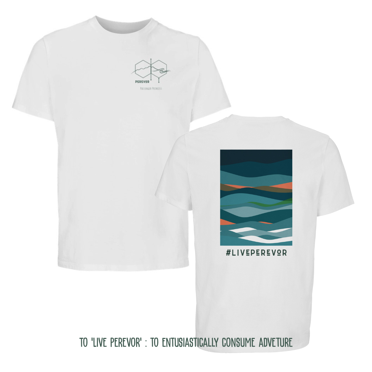 Personalised Eco Gift Travel T-Shirt | Abstract Ocean Print | Vanlife & Family Adventure Clothing | #LivePerevor | Vanlife gift Idea