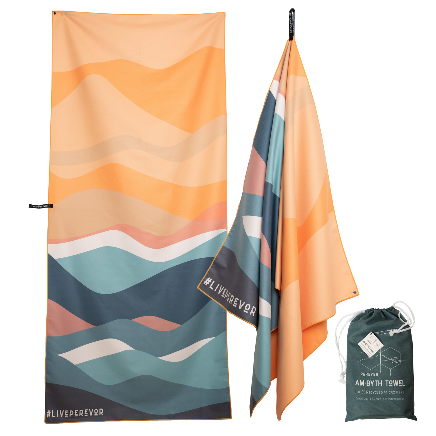 Am·Byth Quick-Dry Microfibre Towel – Lightweight, Compact Travel, Beach, Gym & Camping Towel – Fast Drying & Super Absorbent XL size - Mountains