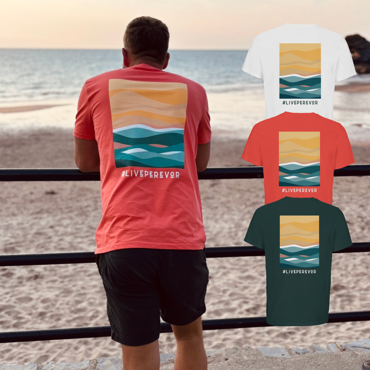 Personalised Eco Gift Travel T-Shirt | Abstract Nature Back Print | Vanlife & Family Adventure Clothing | #LivePerevor | Vanlife gift Idea